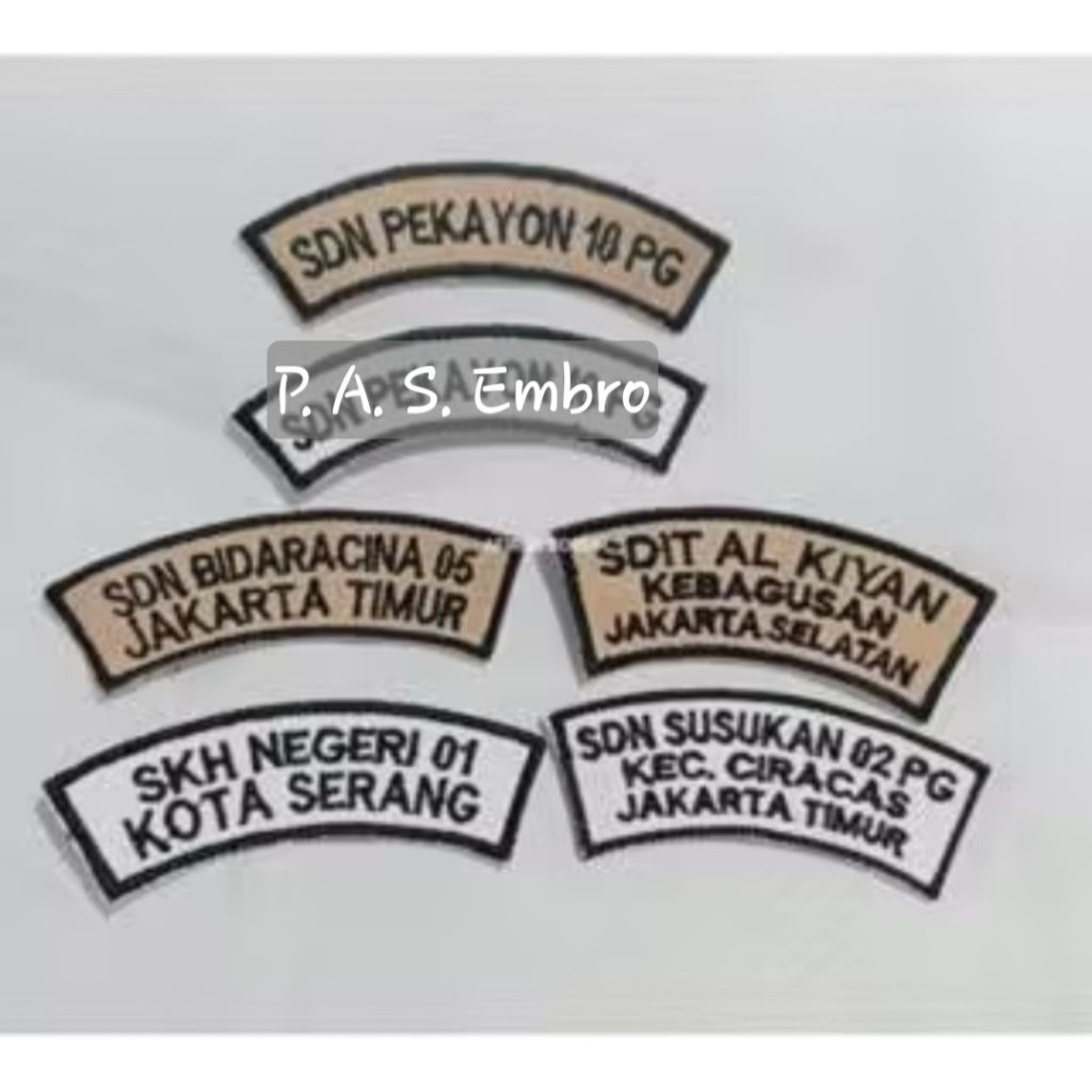 Bordir Nama Sekolah, Bet Sekolah, Bet  Lokasi, Lokasi Sekolah Custom