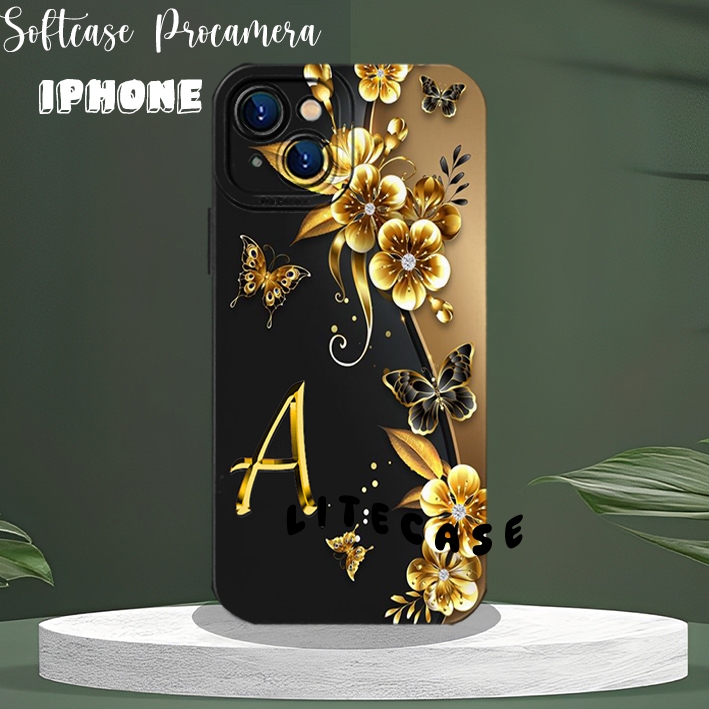 Bumper tpu Iphone 13 11 12 14 15 Pro Max X Xr Xs Max 6 7+ 8+ Casing - Motif bunga huruf Aesthetic ca
