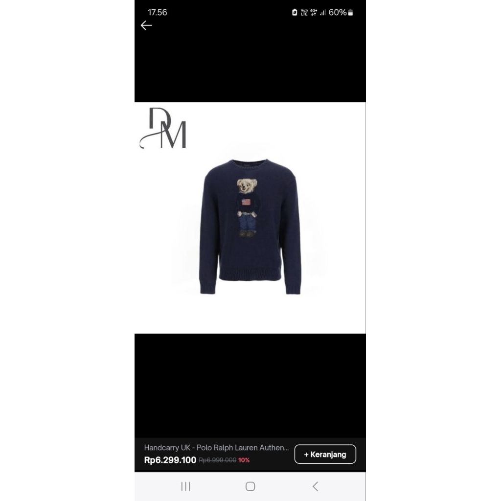 handcarry UK - polo ralph lauren aunthentic/original polo bear cotton - linen sweater