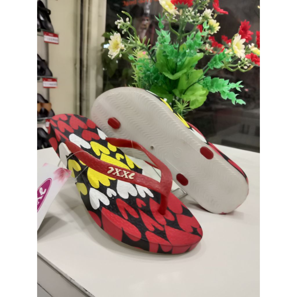 axxe sandal jepit anak perempuan cleeo hitam merah