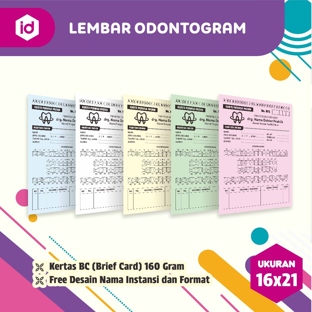 LEMBAR ODONTOGRAM GIGI _ REKAM MEDIS _ KARTU RM GIGI