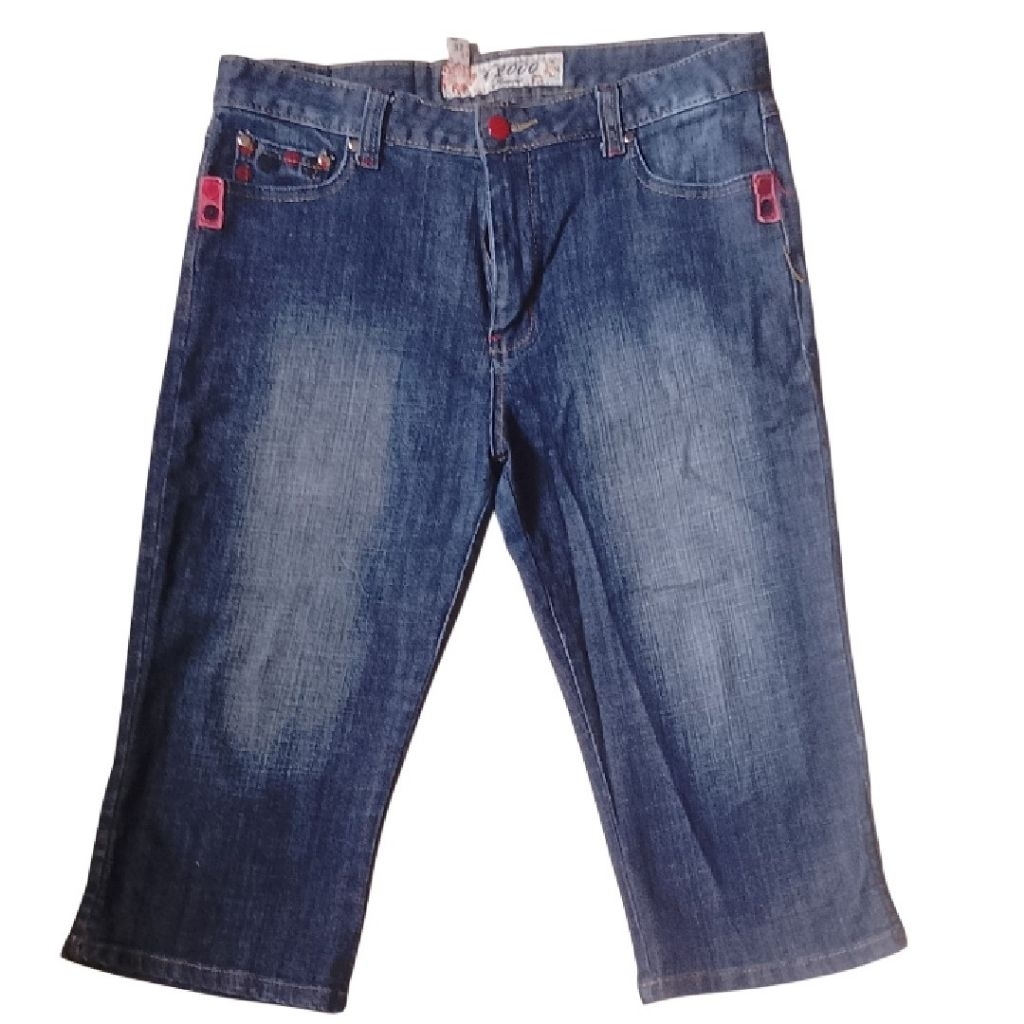 Celana Sepan Jeans Denim Setengah Tiang Wanita Ukuran 32