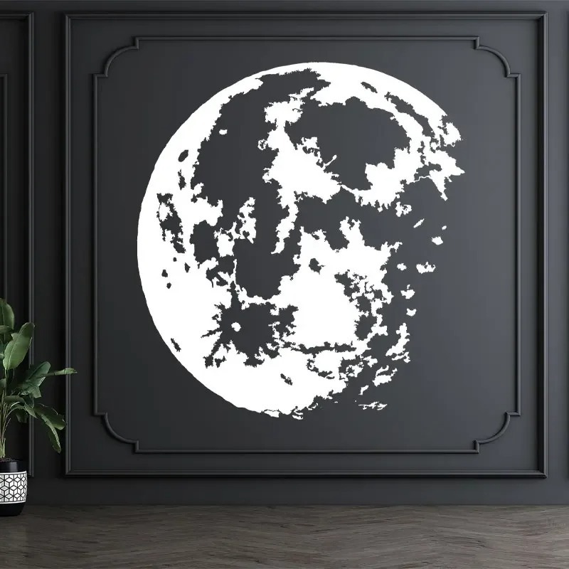 Stiker Dinding Bulan Besar yang Indah, Seni Vinyl, Dekorasi Rumah untuk Ruang Tamu, Kamar Tidur, Dek