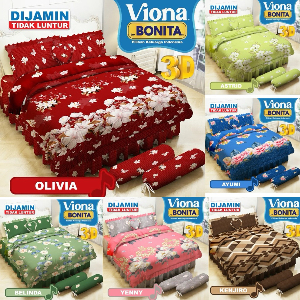 Bedcover set 180x200 viona by Bonita 100%original bedcover seprai rumbai