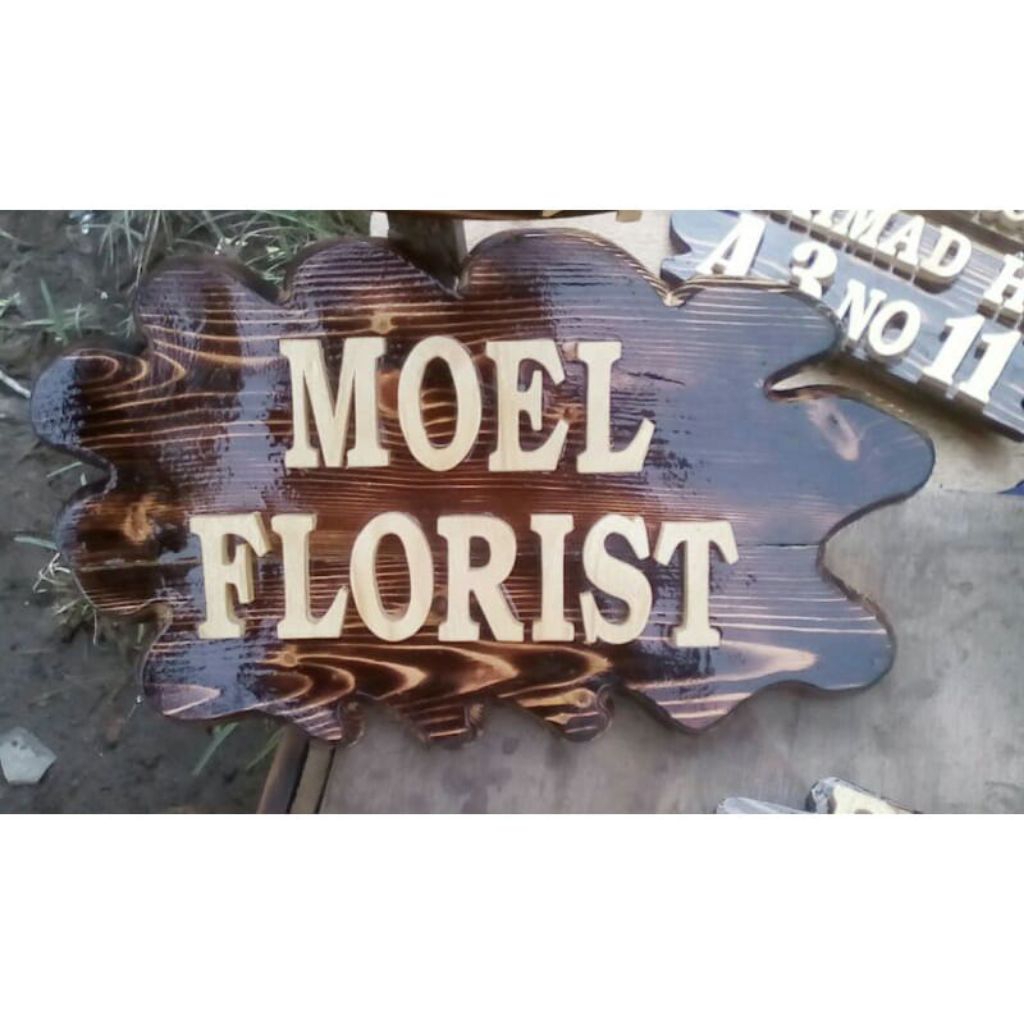 Papan Nama Dari Kayu Jati Belanda