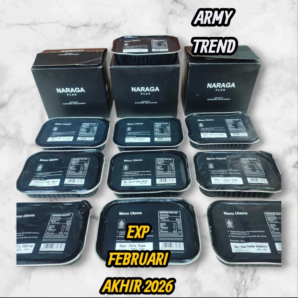 NEW Ransum Naraga Plus 1 Porsi Exp Februari 2026 Nasi Makanan Lauk TNI mirip MTP