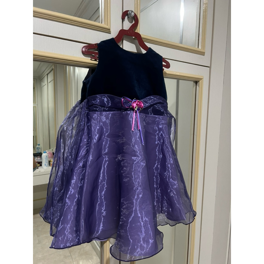 preloved gaun pesta terusan anak perempuan warna purple ungu