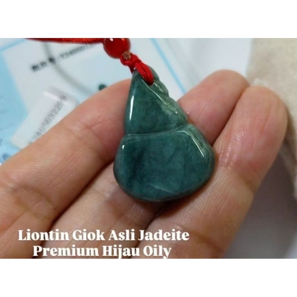 Liontin Giok Holo/ Labu Cina Jadeite Asli Bersertifikat 1294