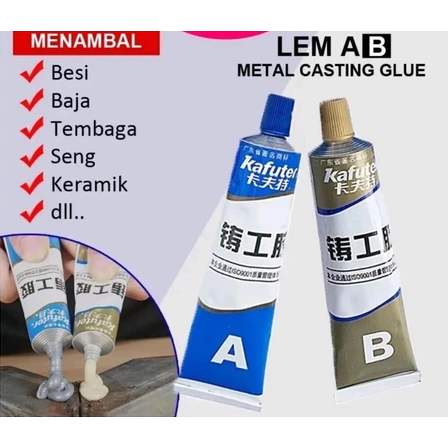 Lem Besi AB Epoxy Tahan Panas Multifungsi Plastik Steel 20g Lem Hitam Putih