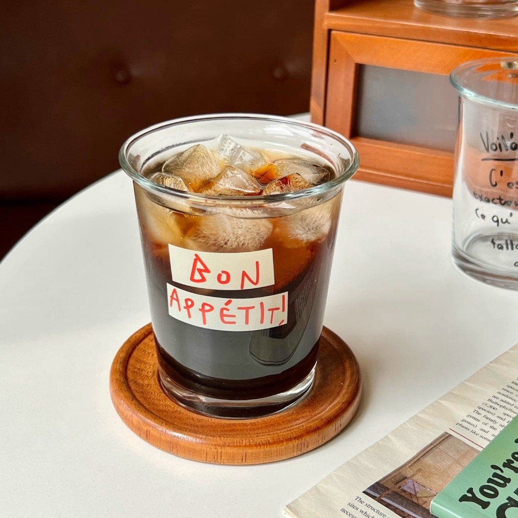 MICO - Gelas Kopi Bon Appetit/Gelas Kopi Estetik/Gelas Kaca Lucu
