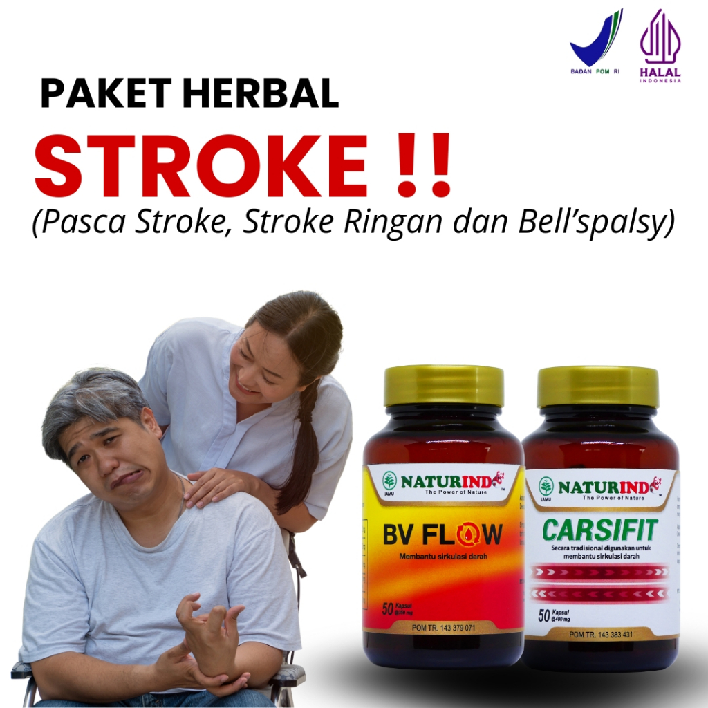 Paket Jamu Herbal Stroke Naturindo Carsifit BV Flow Atasi Stroke Ringan & Berat Bell's Palsy