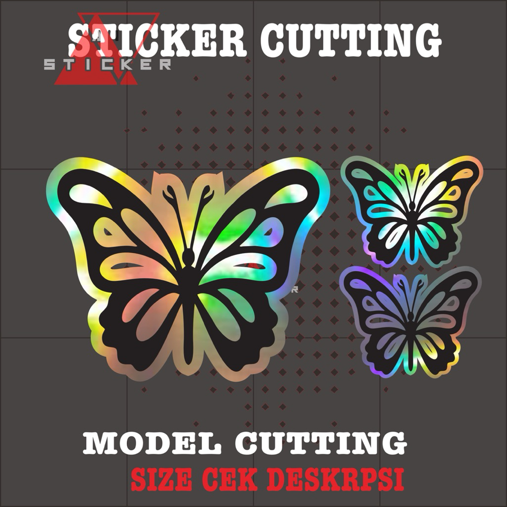 Sticker cutting set kupu kupu lucu isi 3 pcs Stiker cuting variasi motor helm berkualitas