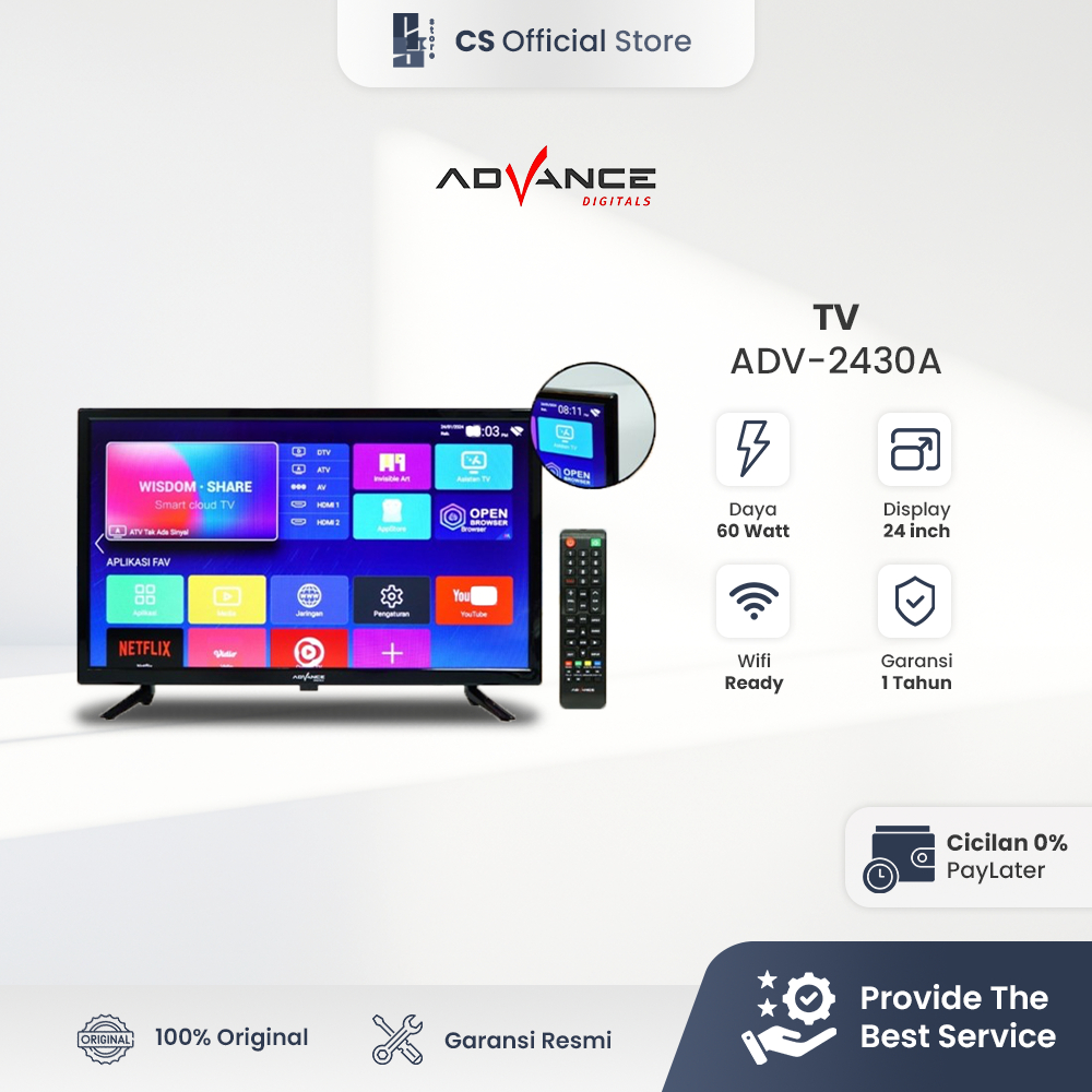 ADVANCE ADV-2430A Smart Televisi Android TV LED 24 inch HD Support Siaran Digital DV3 T2/C Garansi R