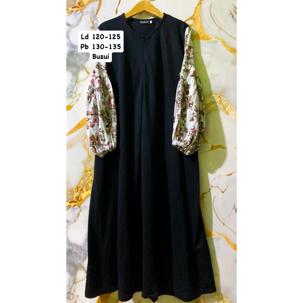 Gamis Hitam Big Size Busui Bahan Kaos