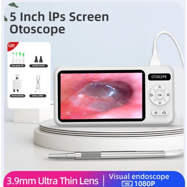 HD 1080P 3.9mm 4.5 Inch LCD Screen Ear Scope Endoscope Ear Wax Clean Otoscopy Camera Ear Endoscope C