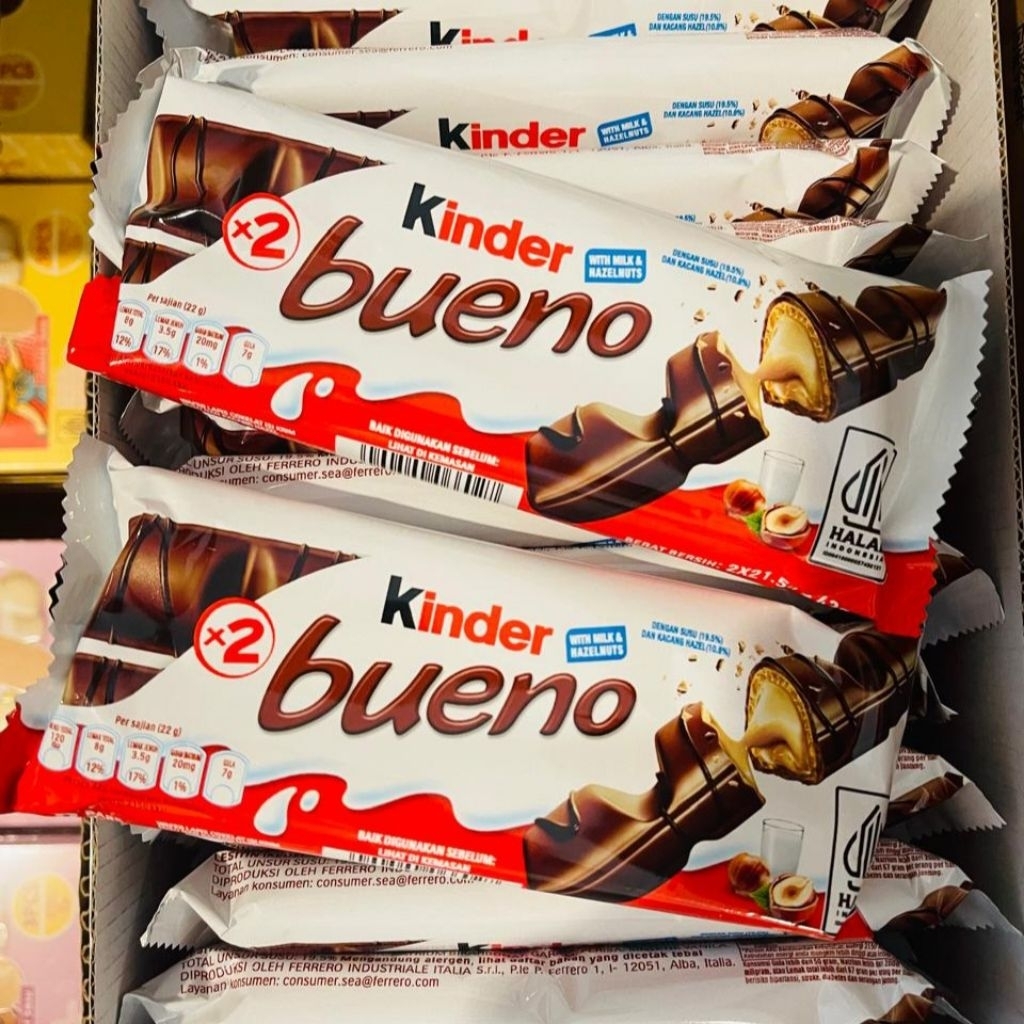 Kinder Bueno Wafer Chocolate 1 Box ( 30 Pcs x 43 gr ) - Exp Maret 2026