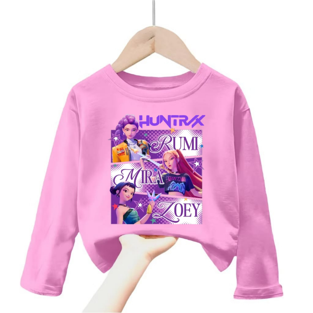 Kaos Anak Huntrix Kpop Demon Hunters Nyaman Keren baju anak perempuan/cewek lengan panjang 2-12tahun