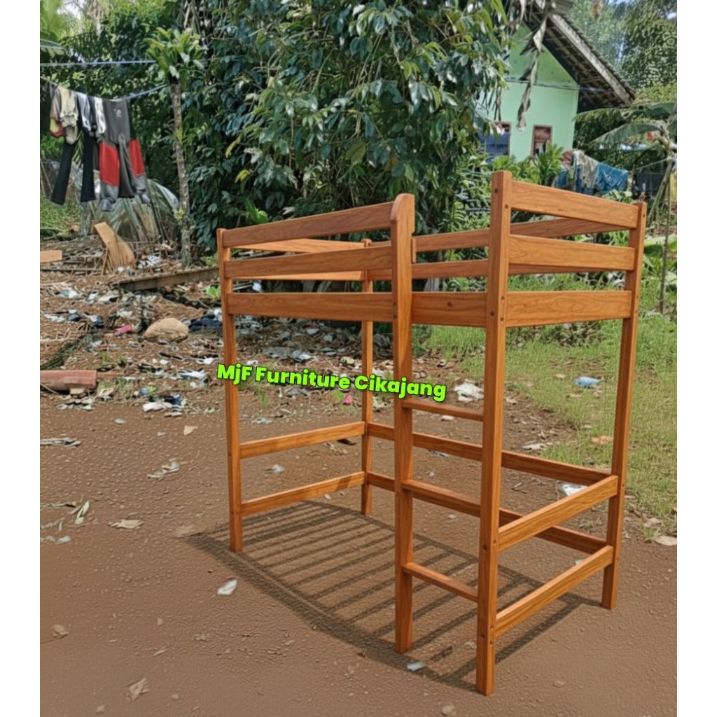 Dipan loteng kayu/Tempat tidur loteng/Tempat tidur atas/Dipan kayu loteng/Tempat tidur kayu mahoni l