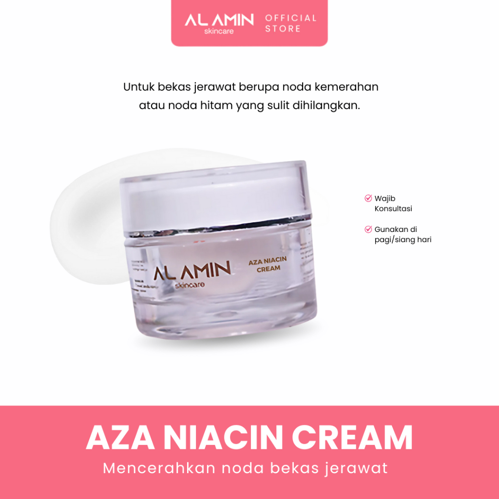 Alamin Post Acne Cream Azza Niacin penghilang Bekas Jerawat Merah Noda Hitam
