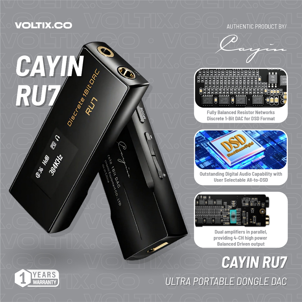 Cayin RU7 / RU-7 / RU 7 Portable USB DAC Amplifier Dongle Garansi Resmi INTIUM