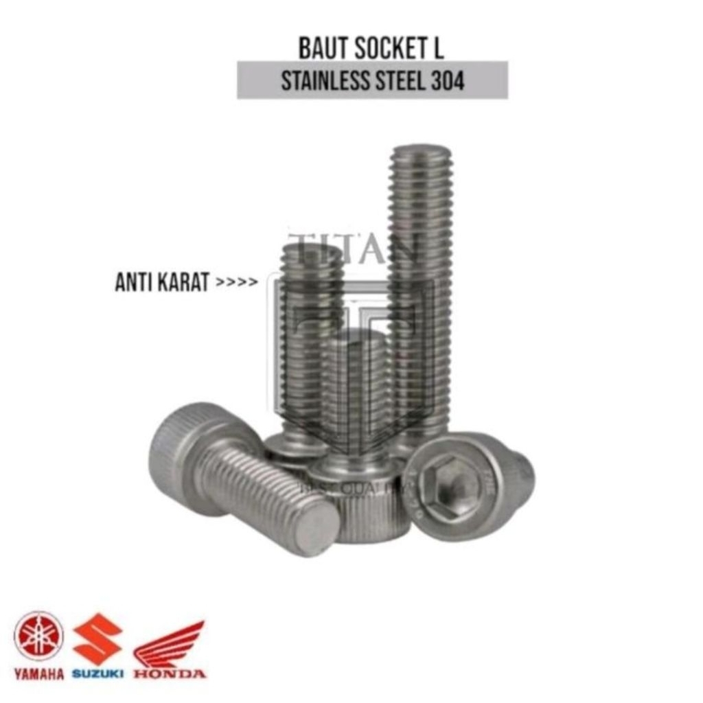 (1pcs) BAUT Socket M2.5 x 40 x M2.5 x 45 / M2.5 x 50 Baut L / Baut Soket 2.5mm x 40mm Stainless 304 