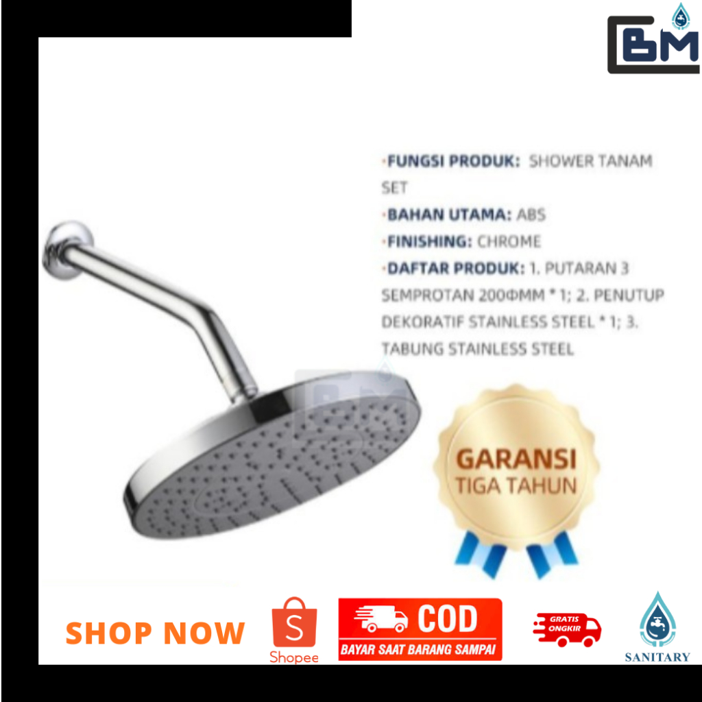 Frap IF222 Shower Mandi Tembok Bundar Chrome