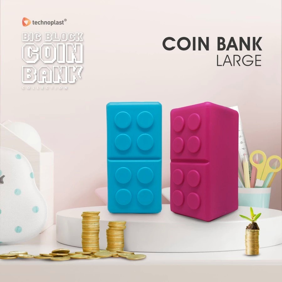 Technoplast celengan tabungan anak block coin bank large ukuran besar unik dan lucu