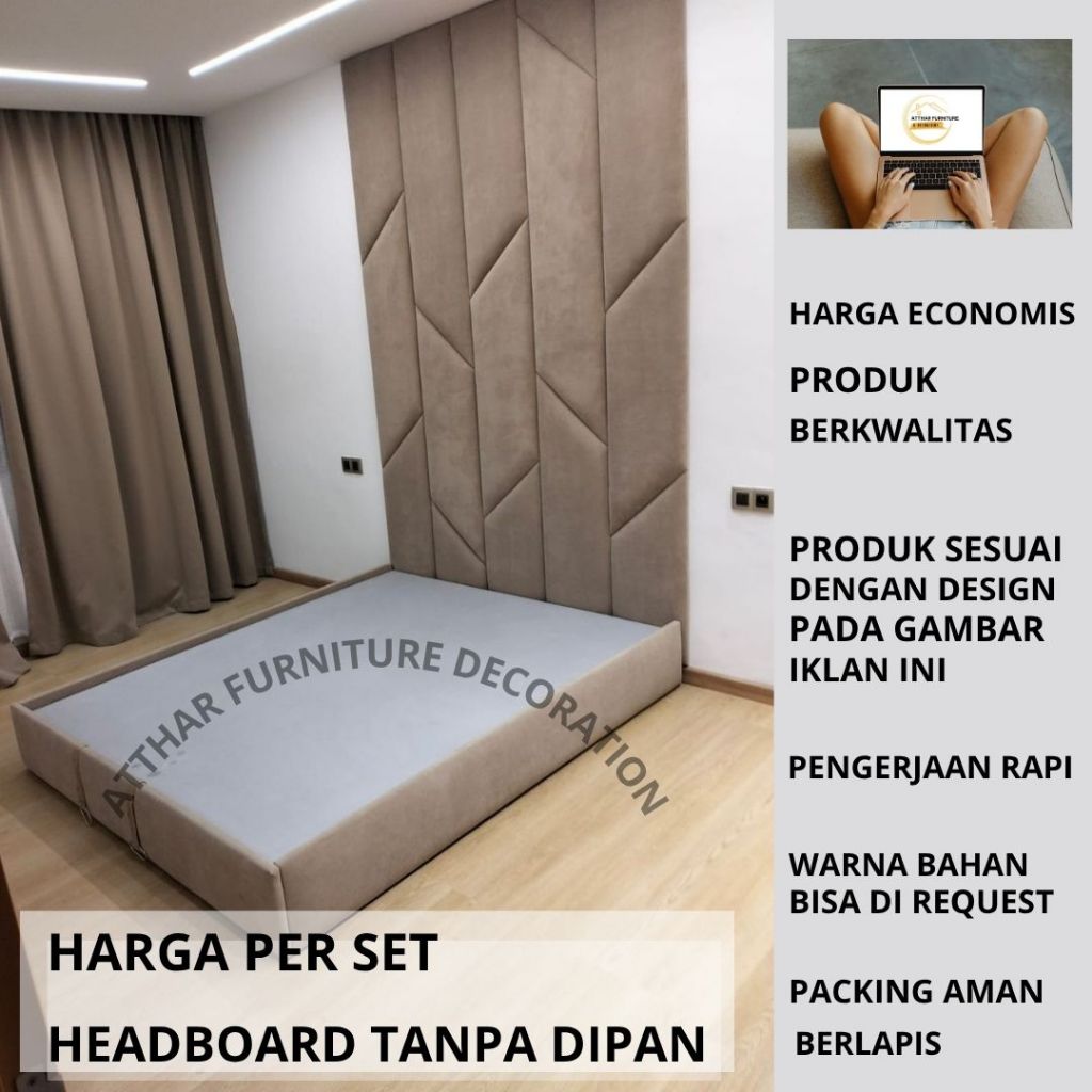 Headboard Wallpanel Dinding Tempel I Model Heringbone I Wallpaper Dinding Aesthetic