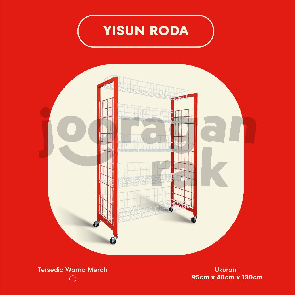 YISUN RAK CIKI TOKO DISPLAY KERANJANG SNACK CHIKI BESI ANTI KARAT JUMBO SERBAGUNA RODA | MELODY/MARG