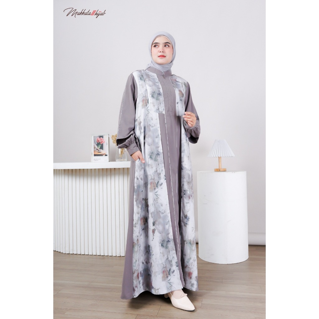 Nuvira Dress Abaya Gamis Wanita Cewek Fashion Muslim Kekinian Terbaru 2025 Elegan Mewah Butik Ori Ke