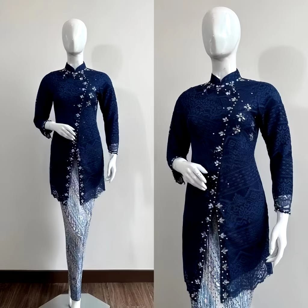 Kebaya Brokat Modern Jumbo LD 120 | Setelan Tunik Pesta Wisuda & Bridesmaid Mewah