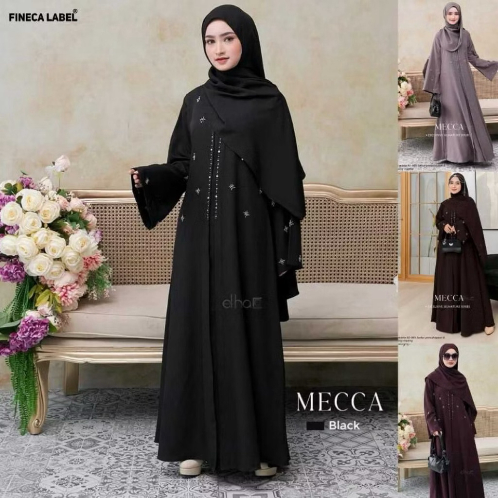 Ferme Label - Mecca Abaya Turki Chifon Outfit Muslimah Abaya Lebaran Abaya Hitam