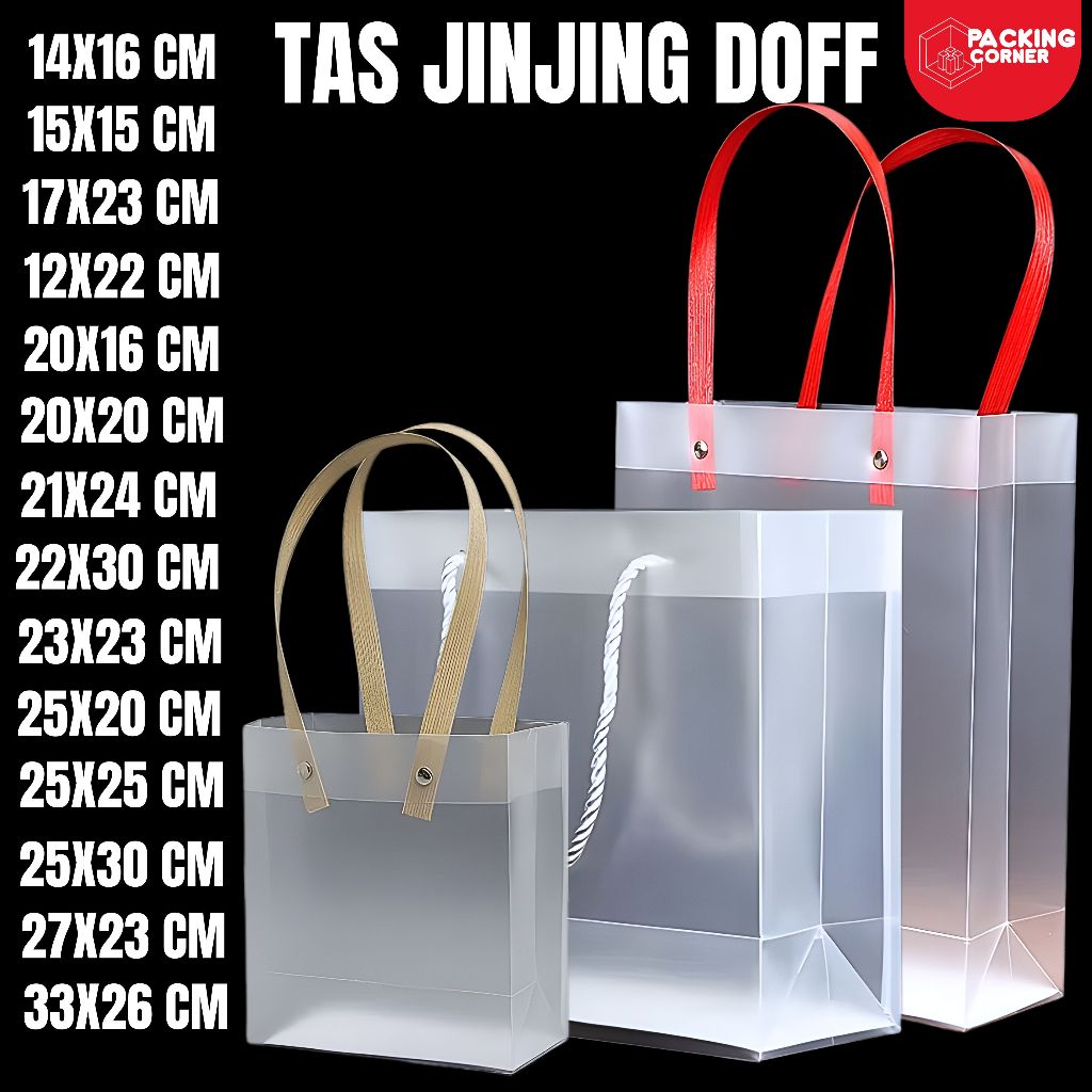 Tas Hampers Mika Doff Transparan PP | Goodie Bag Tenteng Polos Doff