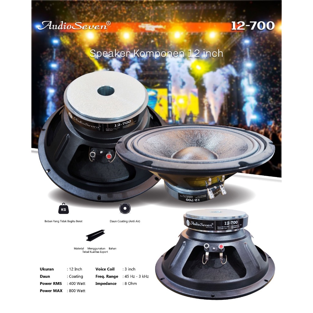 Komponen Speaker Audio Seven AS12700 – 12 Inch Woofer Magnet Besar Original