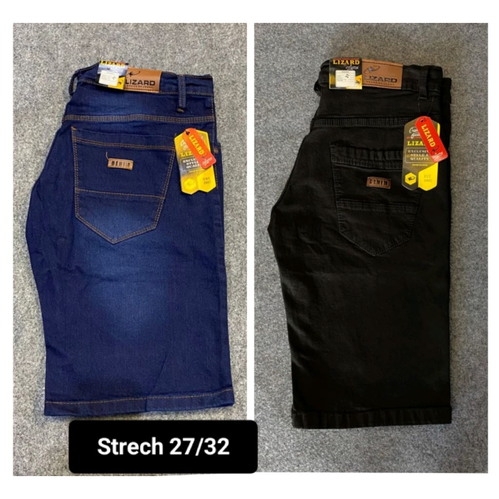 LIZARD-CELANA JEANS PENDEK PRIA STRETCH/BAHAN KARET