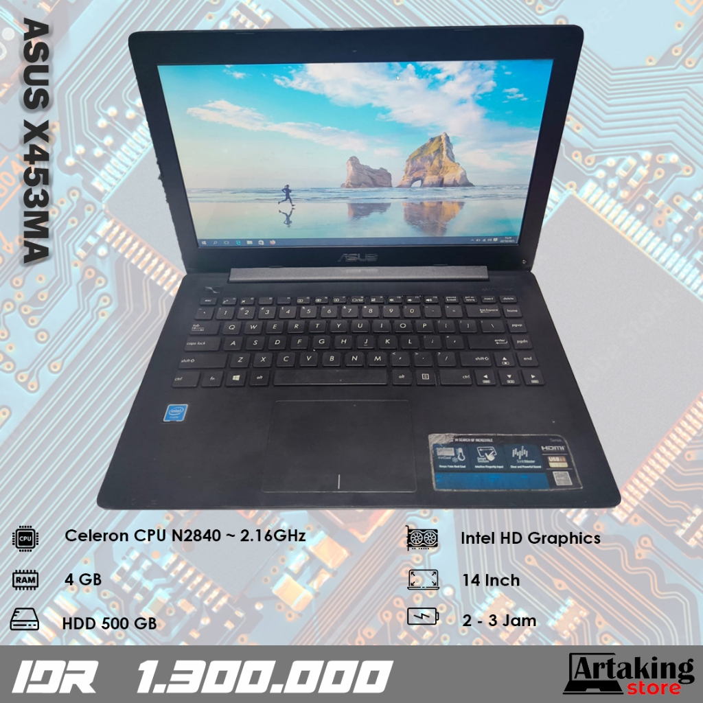 Asus X453MA - Celeron N2840 - Ram 4 GB - Normal Siap Pakai