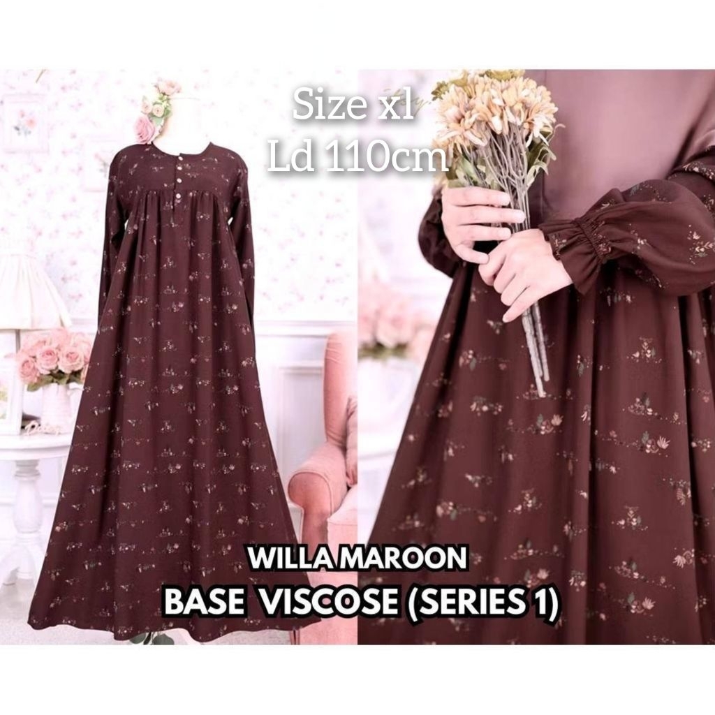 Gamis ditsy new willa maroon DITSY XL