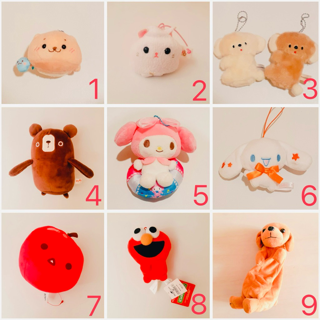 [READY] Gantungan Kunci Boneka Original Rascal, Hamtaro, Pikacu, Elmo, Sanrio, Anime, Amuse, Amufun 