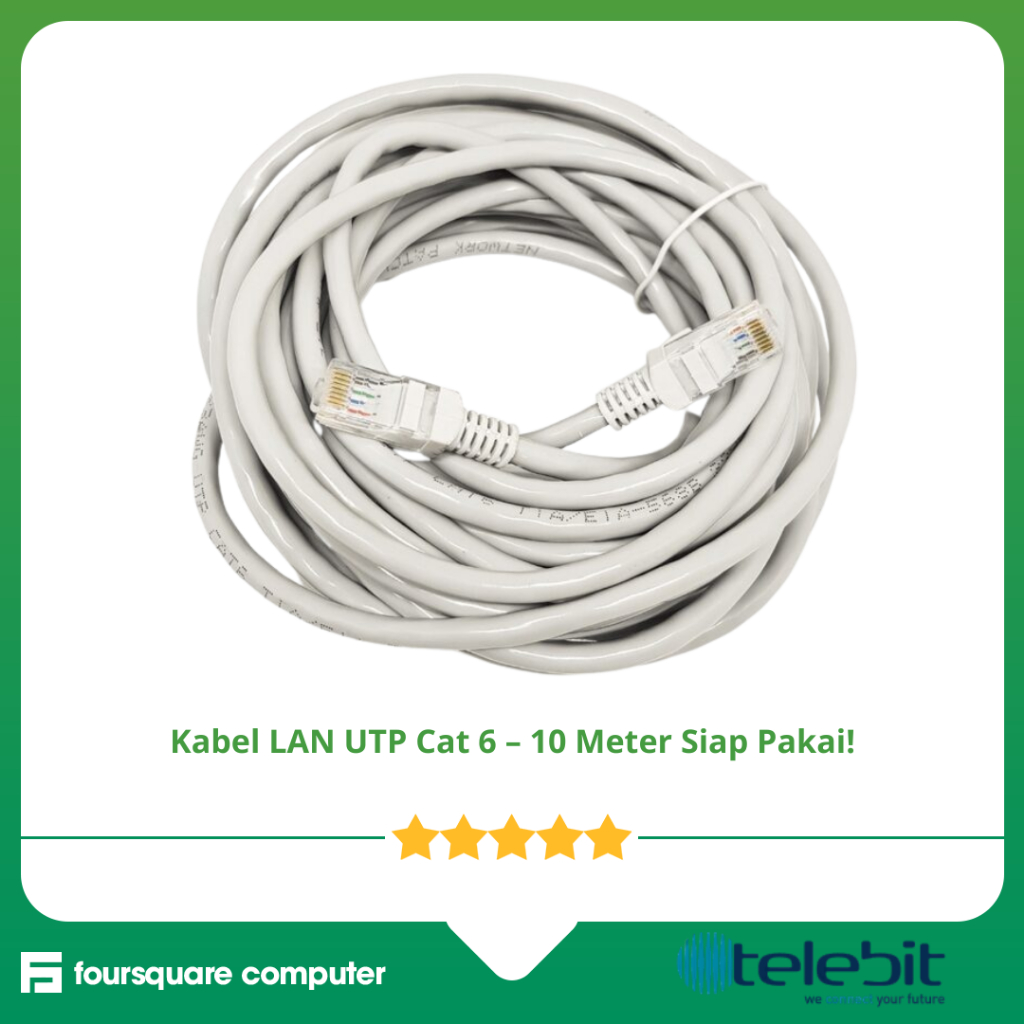 Kabel UTP Cat 6 5 Meter 10 Meter 20 Meter Siap Pakai | Kabel Lan UTP