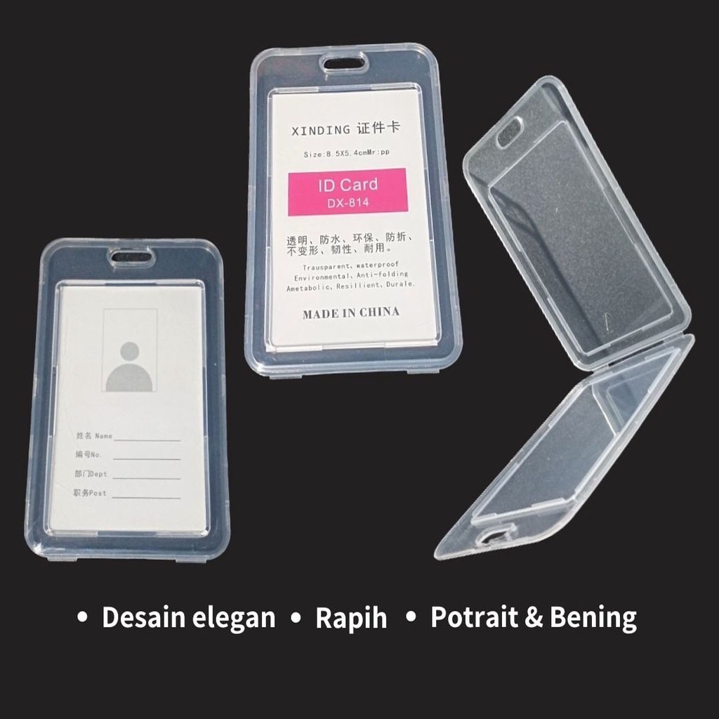 Id Card Holder Bening Kotak Cover Kartu Id Card 2 sisi Casing Holder Name Tag Transparant