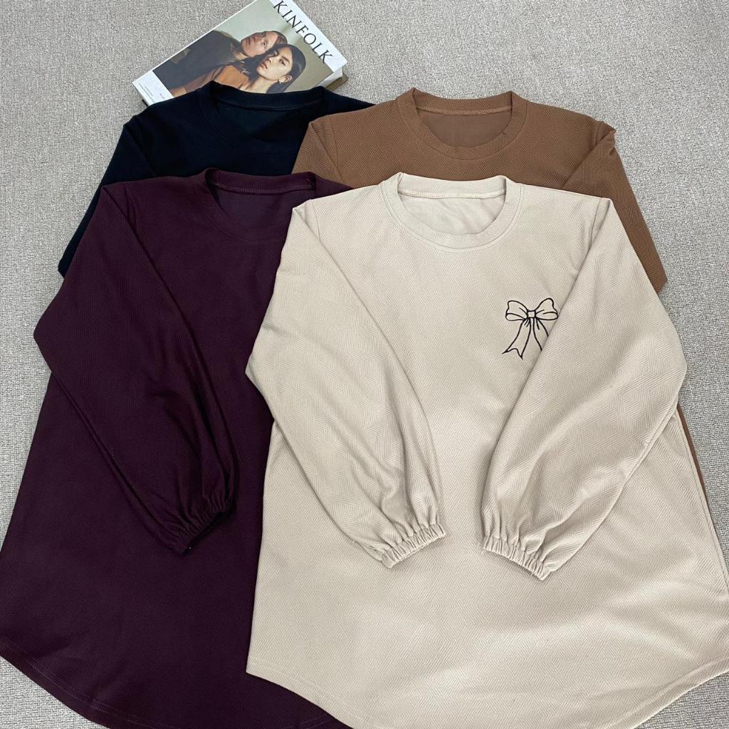 Kaos oversize pita wanita | t-shirt lengan panjang