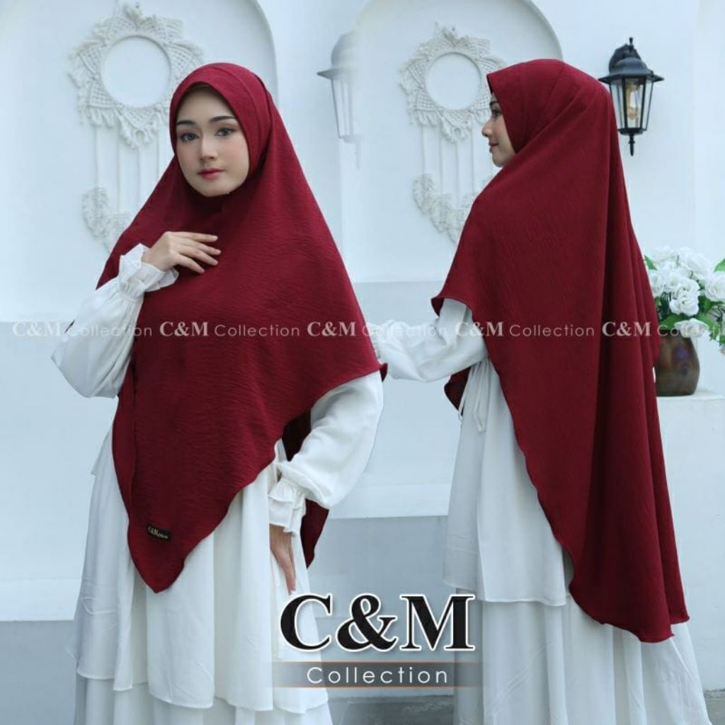jilbab bergo instan crinkle pet syari jumbo lancip