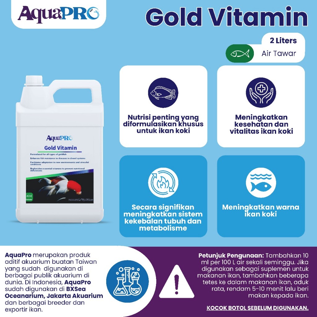 AquaPro Gold Vitamin  2Liter/67.6floz Vitamin Ikan Koki
