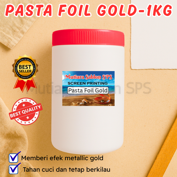 PASTA FOIL GOLD 1KG – Cat Sablon Efek Emas Metalik | Pasta Foil Rubber Warna Gold | Tinta Sablon Tek