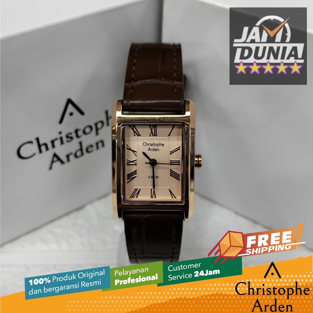 JAM TANGAN WANITA CHRISTOPHE ARDEN ORIGINAL STRAP KULIT CAF1006 CAF 1006 JAM ANALOG CHRISTOPHE ARDEN