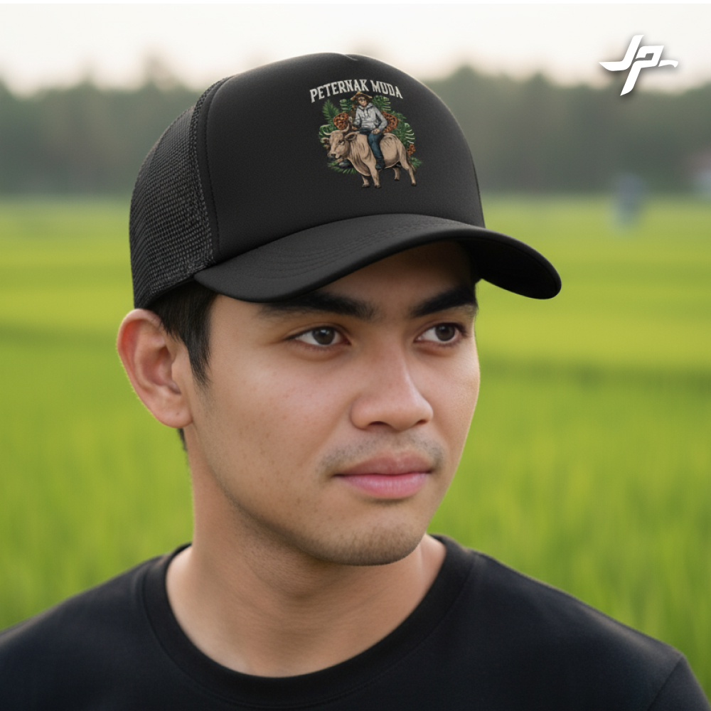 Topi Unisex Jaring Trucker Print Dtf Perternak Muda | Topi Anak Dan Dewasa | Juragan Pisau