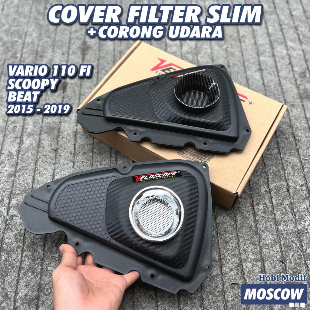 COVER FILTER SARINGAN UDARA TUTUP FILTER MOTOR MODEL SLIM + CORONG UDARA KARBON CHROME COVER AIR FIL