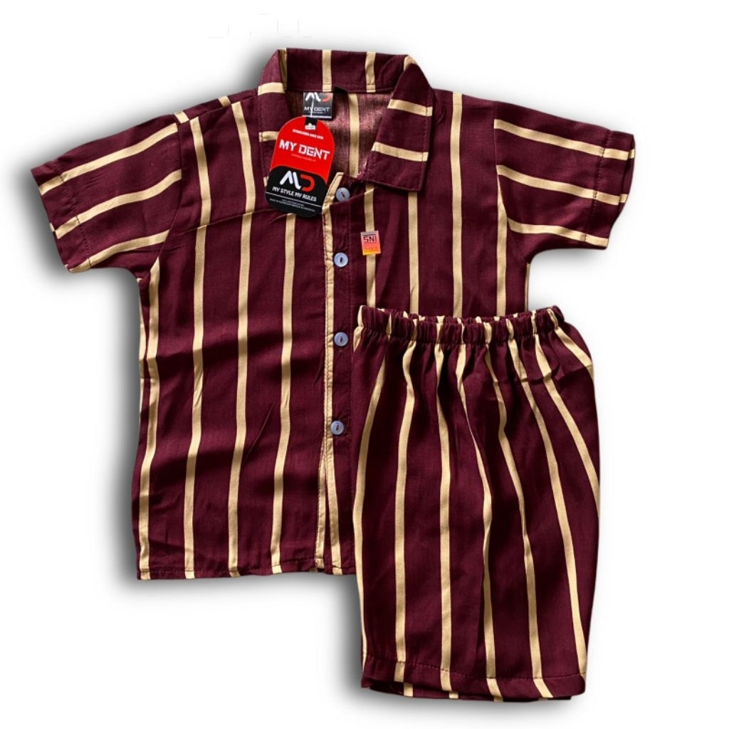 Set piama rayon anak cowok | motif salur | estimasi usia 1-5th | fashion