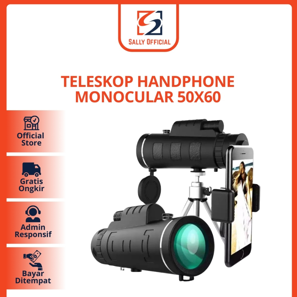 Teleskop Teropong Handphone Monocular 50x60 Teropong Zoom Jarak Jauh