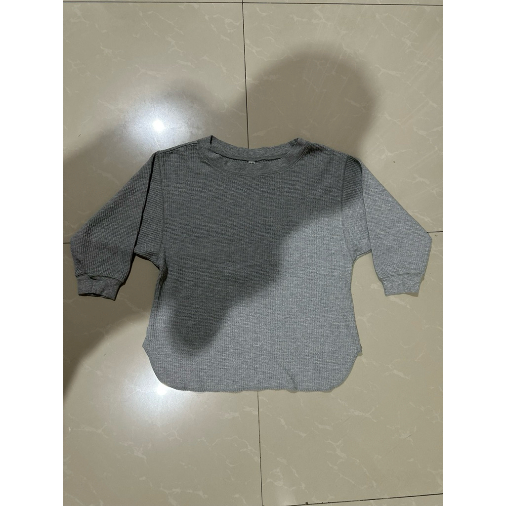 UNIQLO waffle long sleeve top abu-abu
